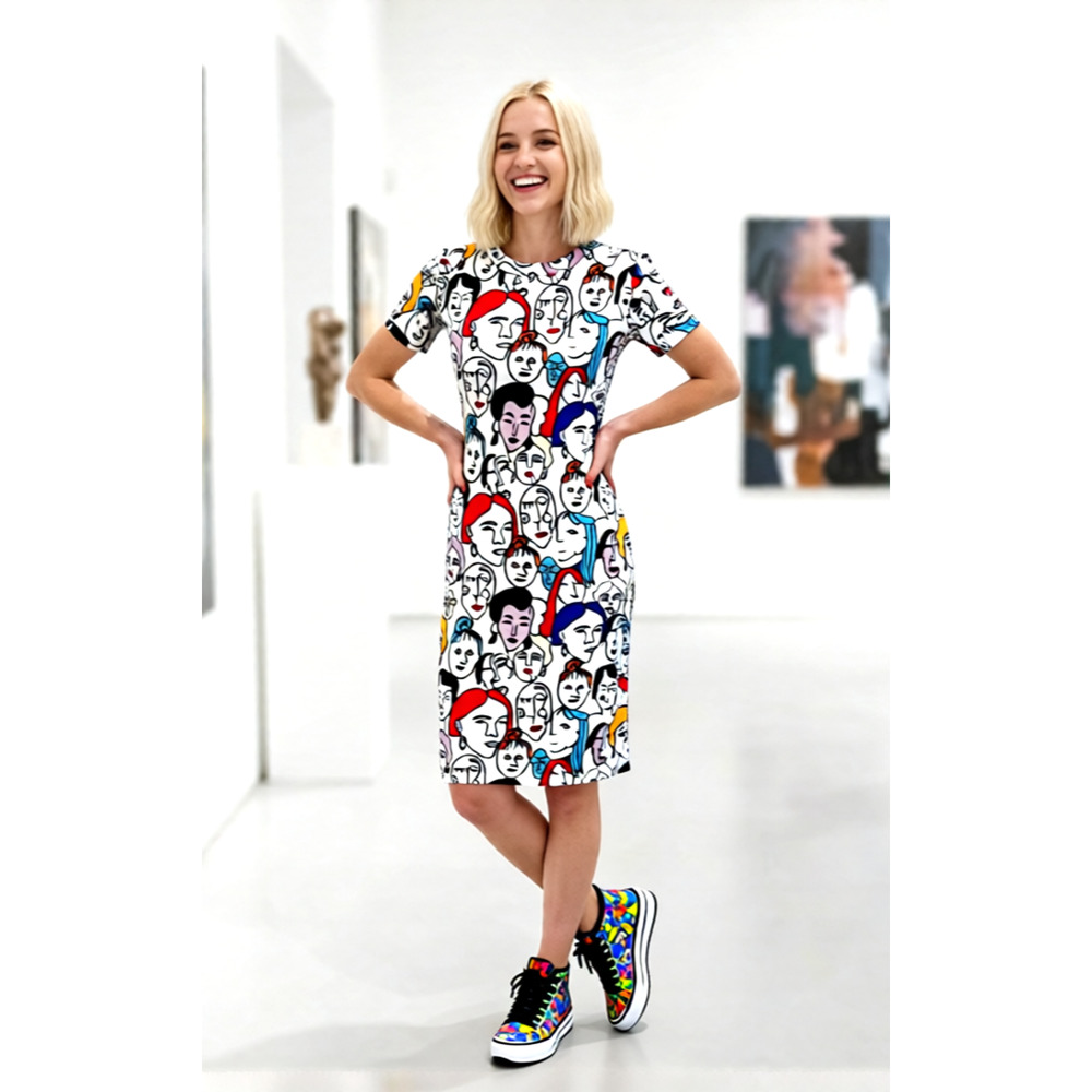 Berrylush white and black graphic print bodycon dress retro Y2K M